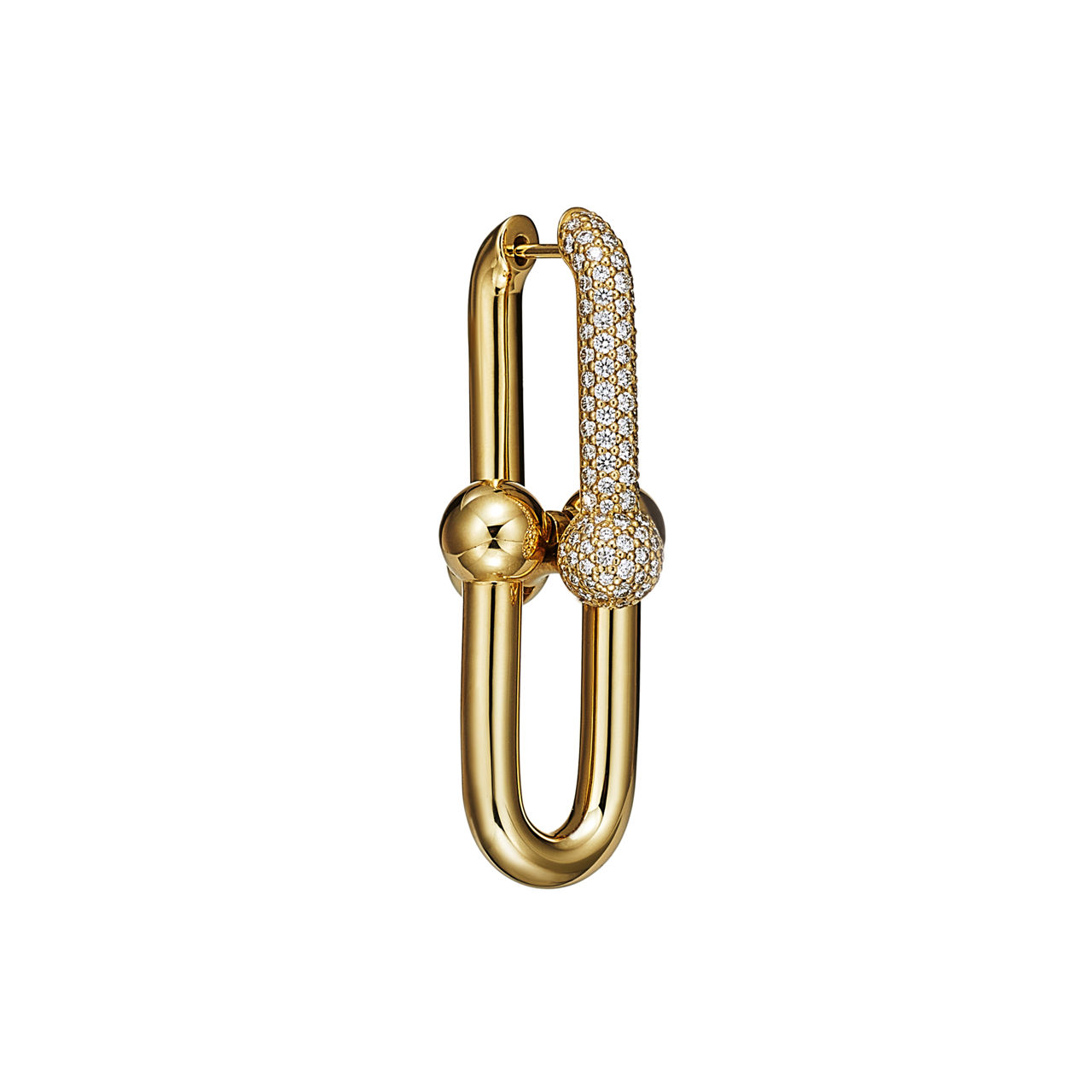 Tiffany HardWear:Large Link Earrings in Yellow Gold with Pavé Diamonds image number 2