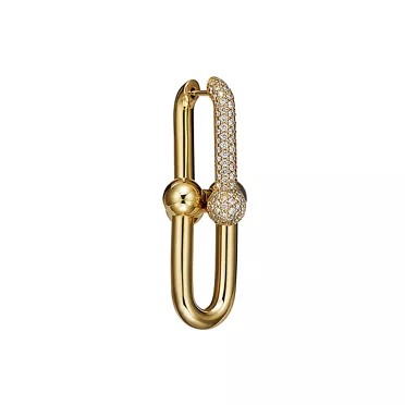 Tiffany HardWear:Large Link Earrings in Yellow Gold with Pavé Diamonds, 3