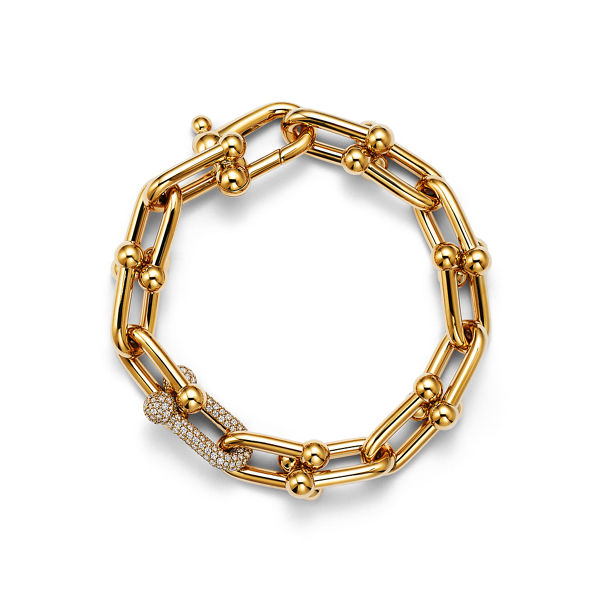 Tiffany HardWear:Large Link Bracelet in Yellow Gold with Diamonds