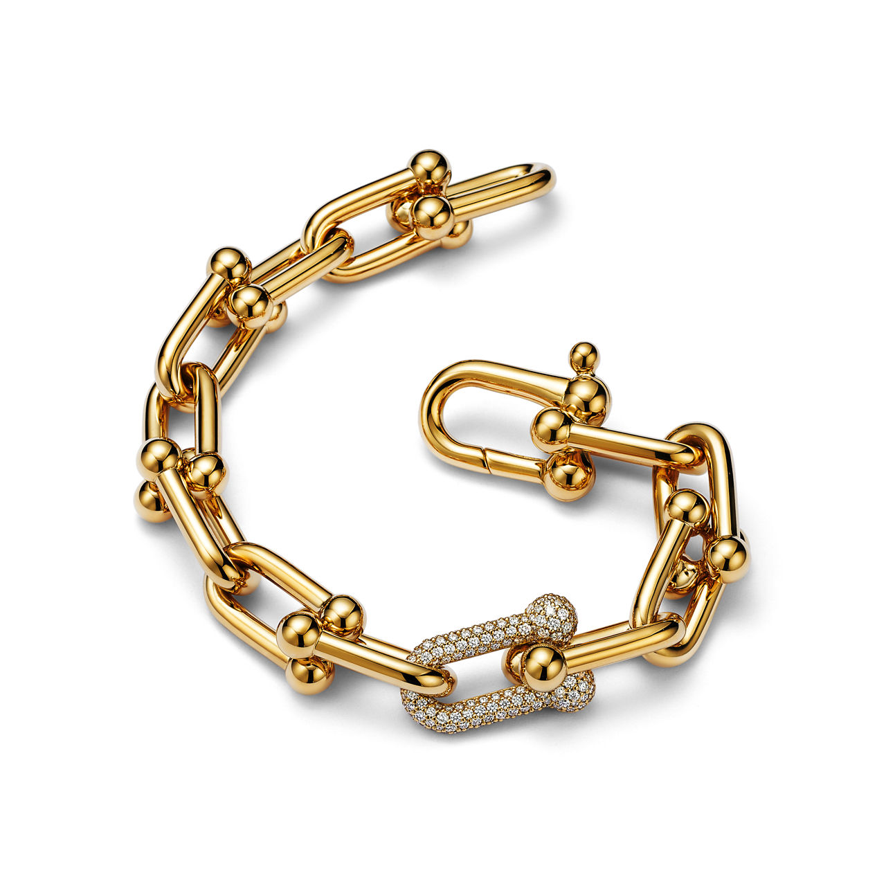 Tiffany HardWear:Large Link Bracelet in Yellow Gold with Diamonds image number 3