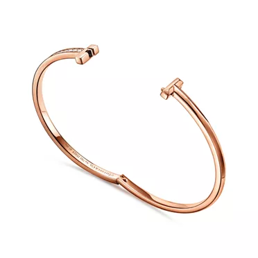 Tiffany T:T1 Narrow Diamond Hinged Bangle in Rose Gold, 3