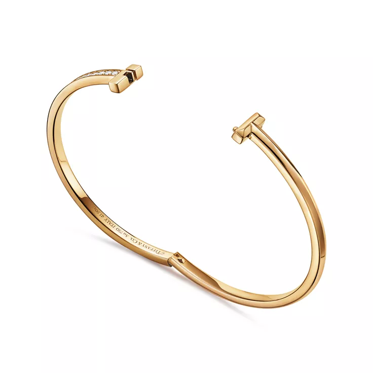 Tiffany T:T1 Narrow Diamond Hinged Bangle in Yellow Gold, 4
