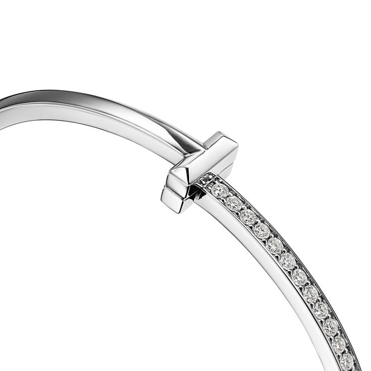 Tiffany T:T1 Narrow Diamond Hinged Bangle in White Gold image number 5