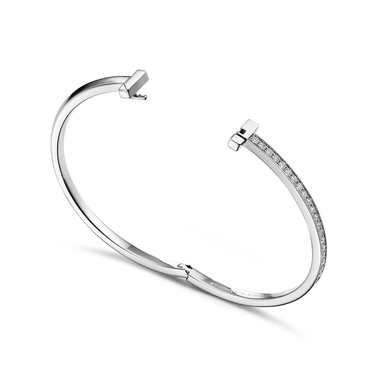 Tiffany T:T1 Narrow Diamond Hinged Bangle in White Gold image number 6