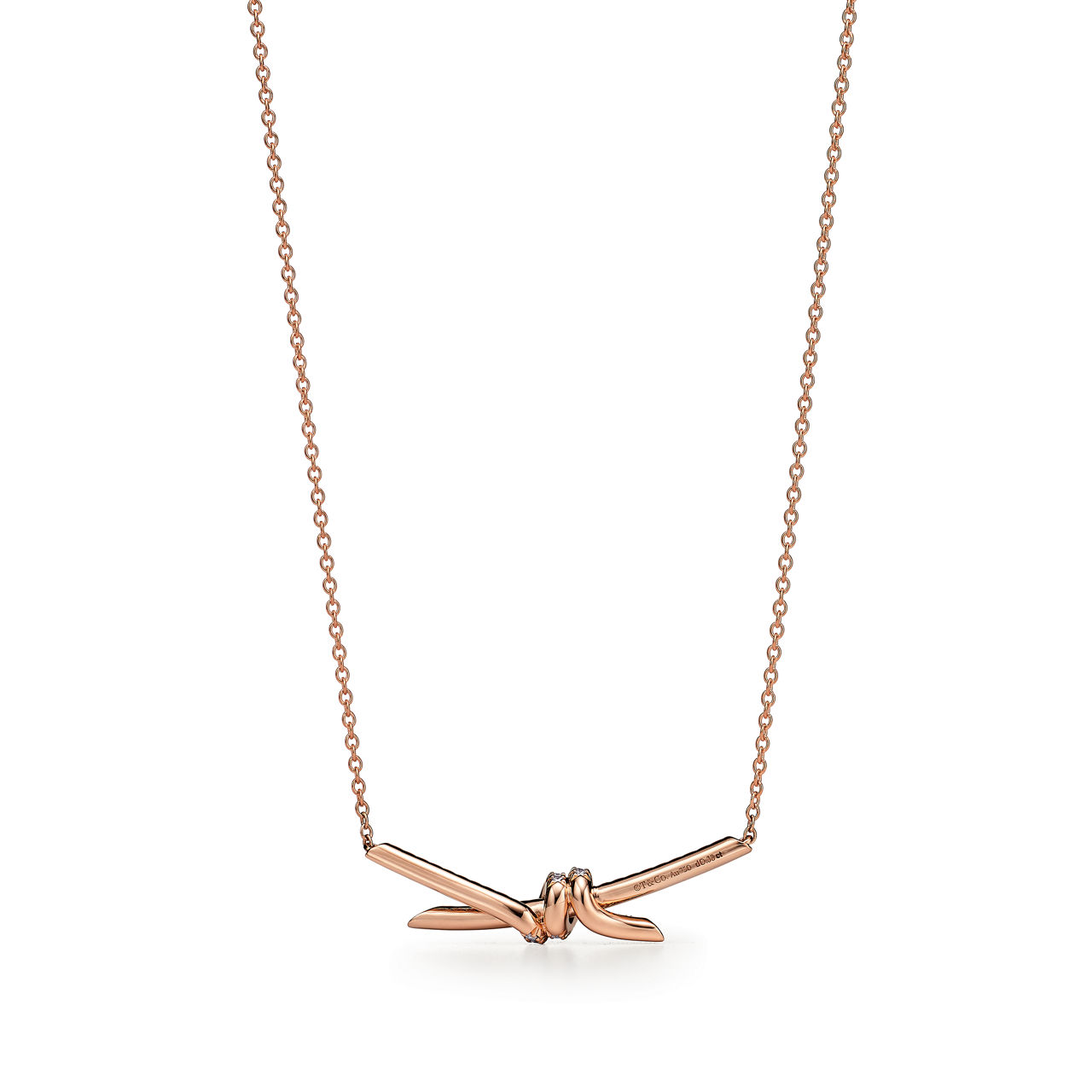 Tiffany Knot:Pendant in Rose Gold with Diamonds image number 2