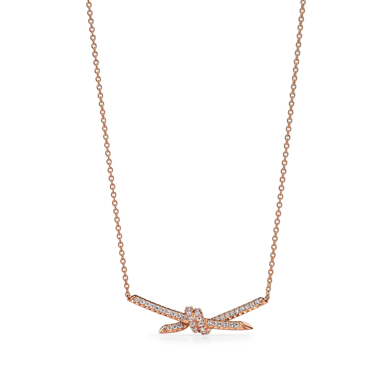 Tiffany Knot:Pendant in Rose Gold with Diamonds image number 0