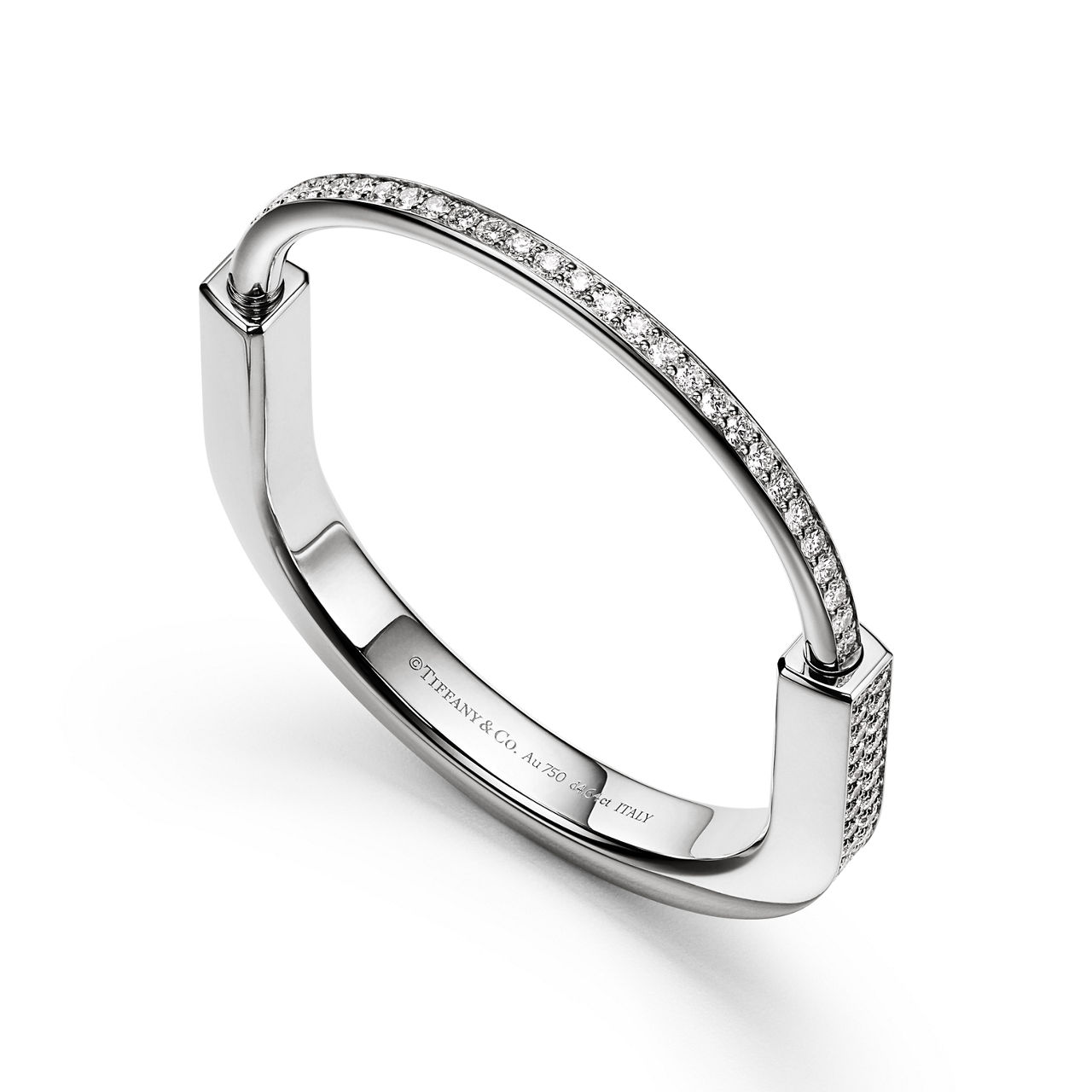 Tiffany Lock:Bangle in White Gold with Full Pavé Diamonds image number 3