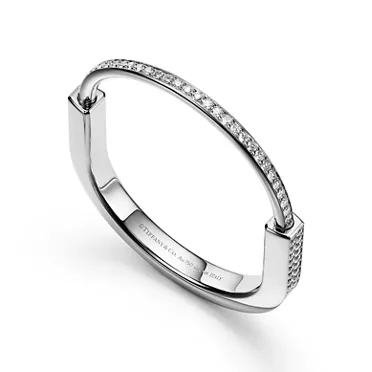 Tiffany Lock:Bangle in White Gold with Full Pavé Diamonds, 3