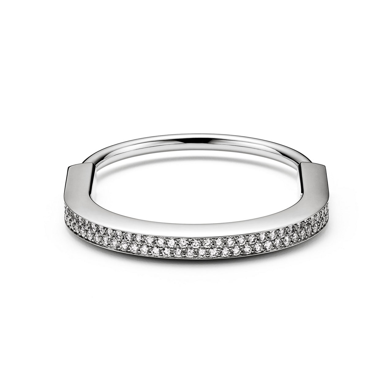 Tiffany Lock:Bangle in White Gold with Full Pavé Diamonds image number 6