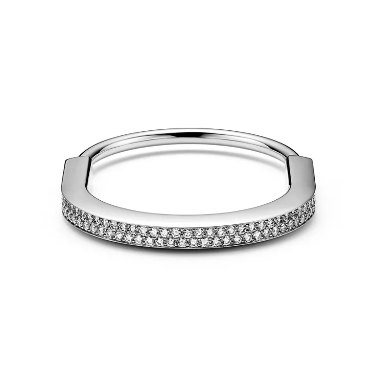 Tiffany Lock:Bangle in White Gold with Full Pavé Diamonds, 5