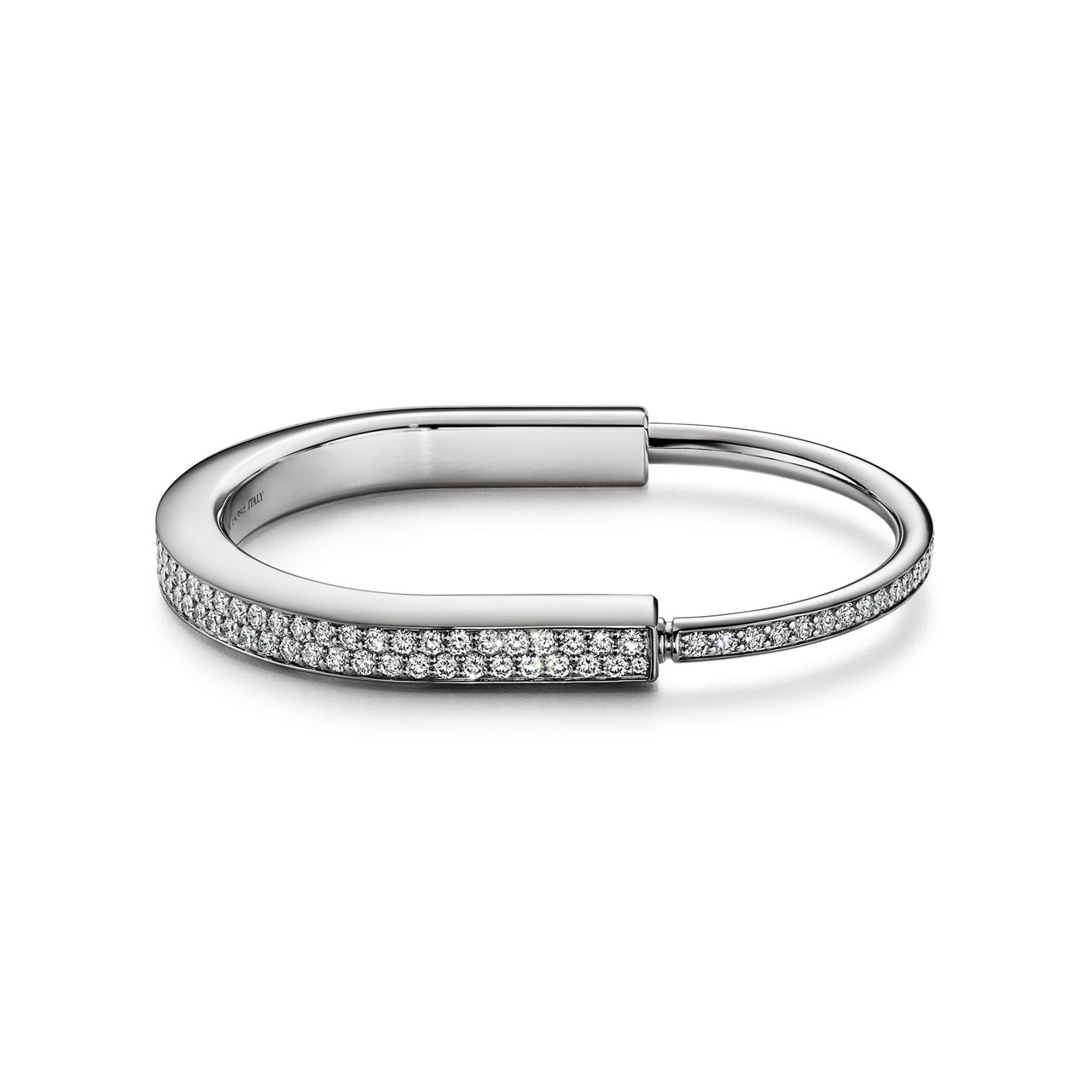 Tiffany Lock:Bangle in White Gold with Full Pavé Diamonds image number 0