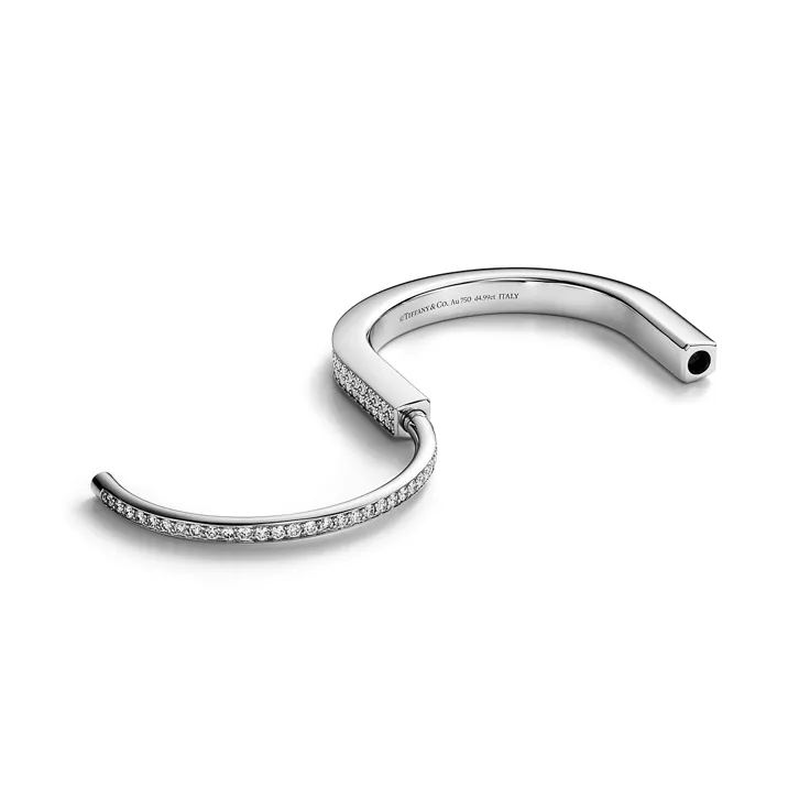 티파니 락:뱅글, 화이트 골드, 풀 파베 다이아몬드 세팅, 4