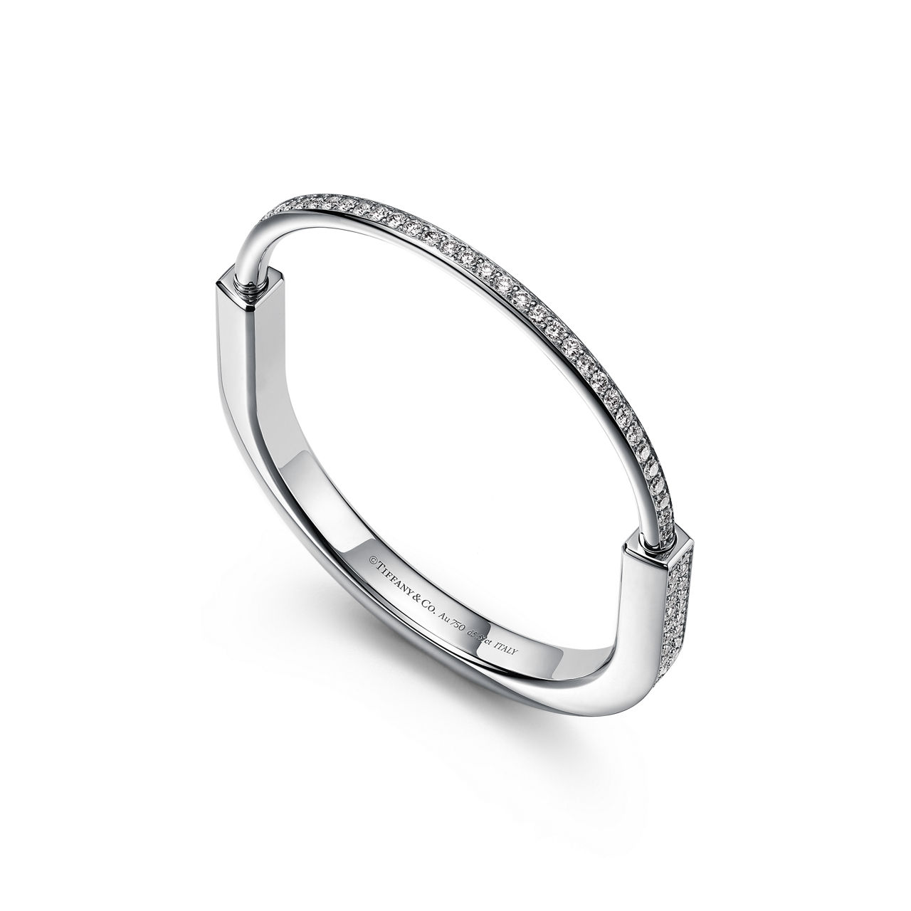 Tiffany Lock:Bangle in White Gold with Full Pavé Diamonds image number 3