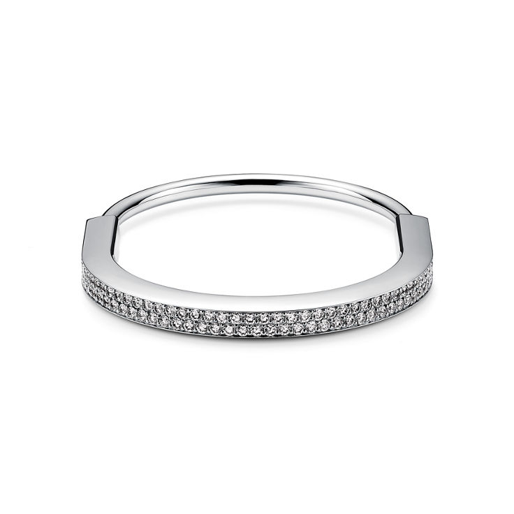 Tiffany Lock:Bangle in White Gold with Full Pavé Diamonds image number 4