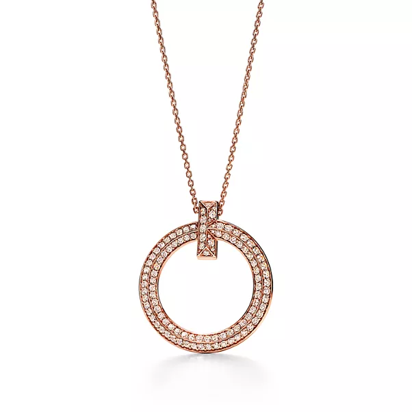 T One Circle Anhänger in 18 Karat Roségold mit Diamanten, Large