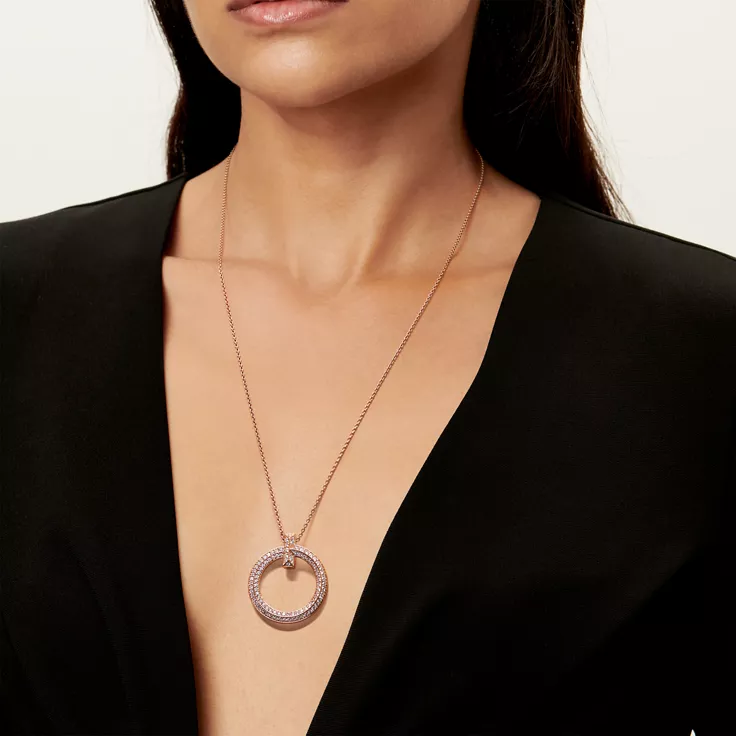 Tiffany T:T1 Colgante circular de oro rosa de 18 quilates con diamantes, tamaño grande, 1