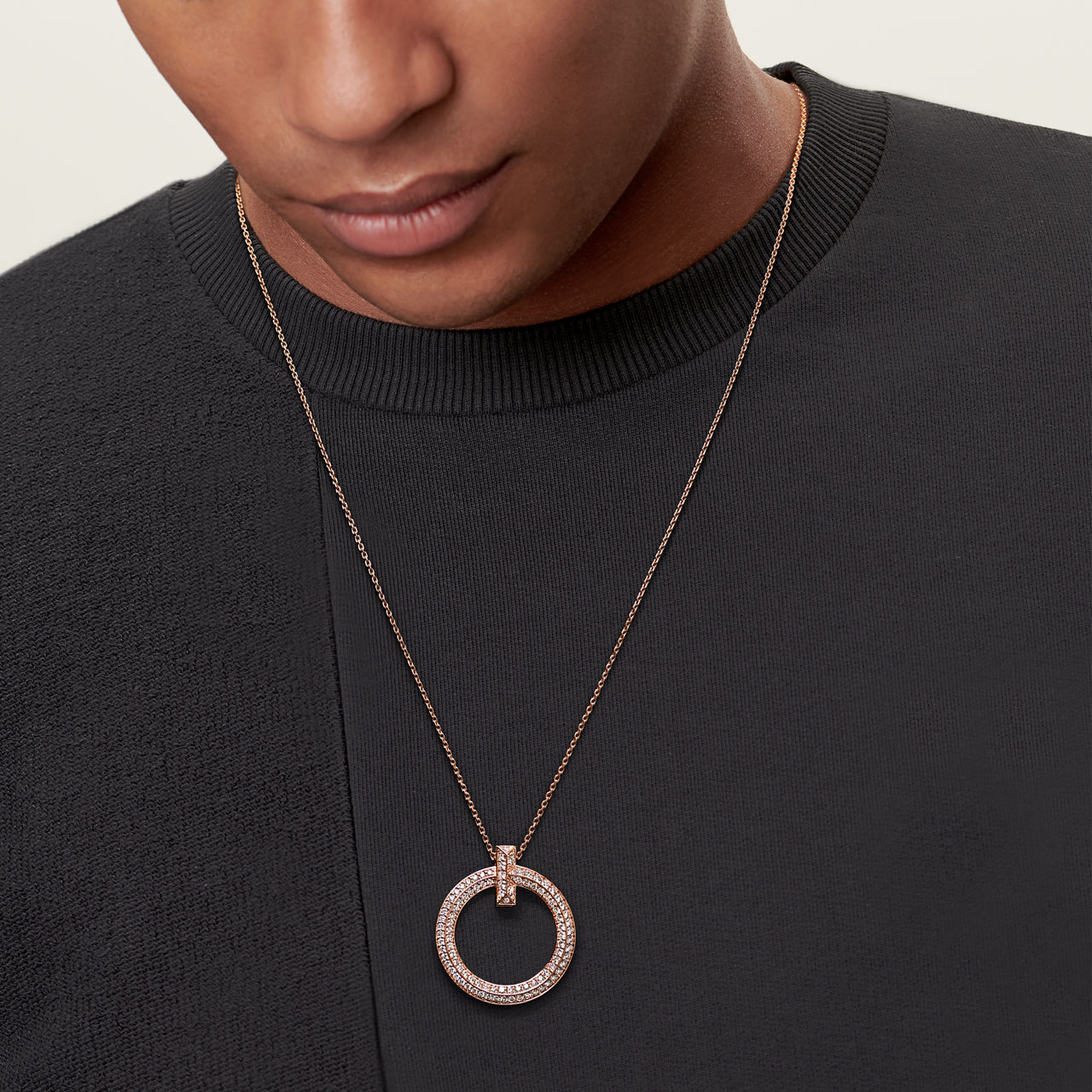 Tiffany T:T1 Circle Pendant in 18k Rose Gold with Diamonds, Large image number 2