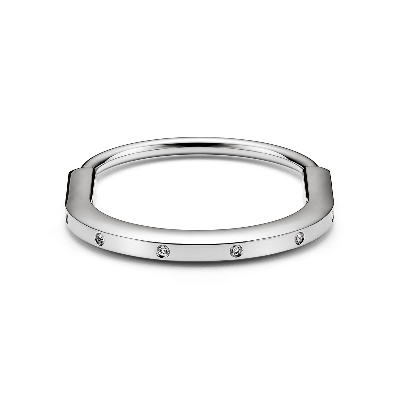 Tiffany Lock:Bangle in White Gold with Diamond Accents image number 6