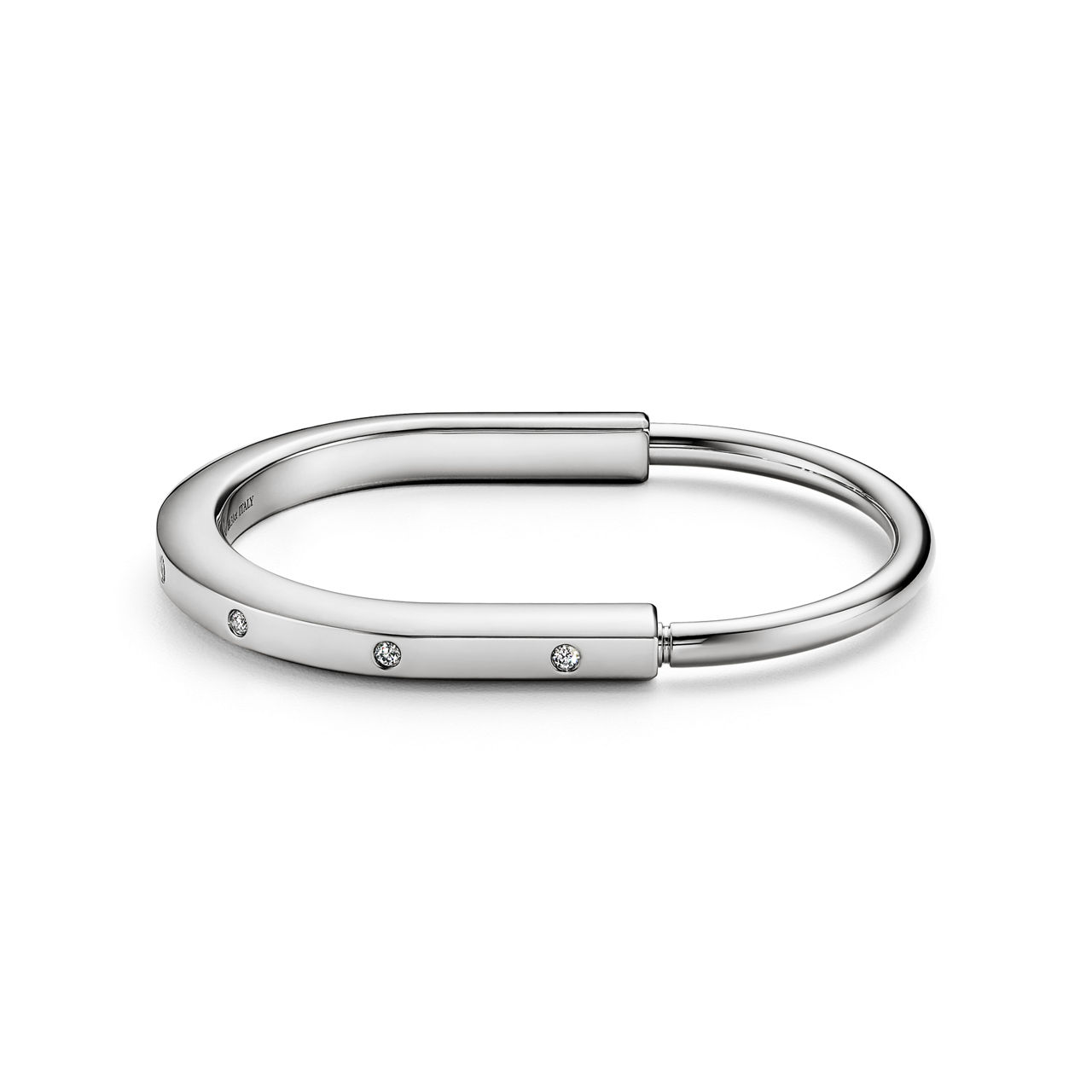 Tiffany Lock:Bangle in White Gold with Diamond Accents image number 0