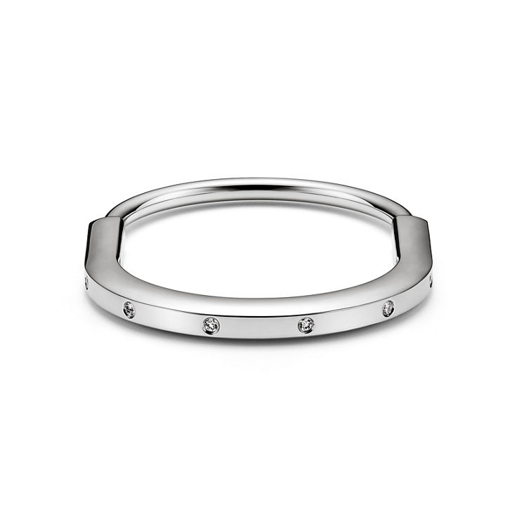 Tiffany Lock:Bangle in White Gold with Diamond Accents image number 4