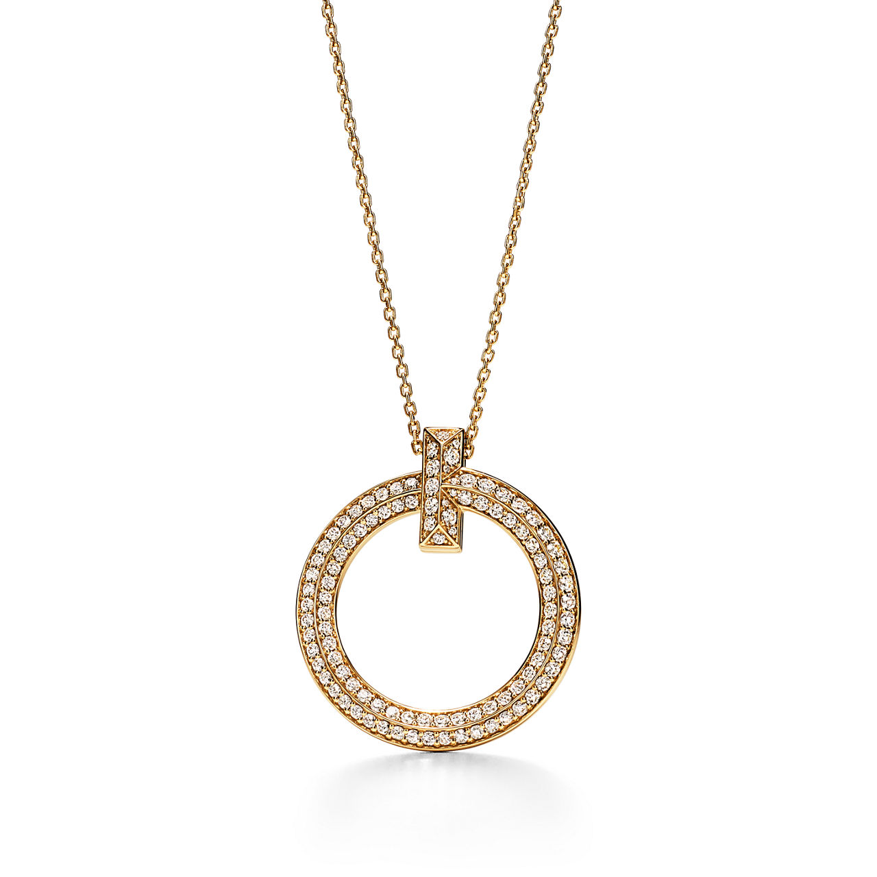 Tiffany T:T1 Circle Pendant in 18k Yellow Gold with Diamonds, Large image number 0