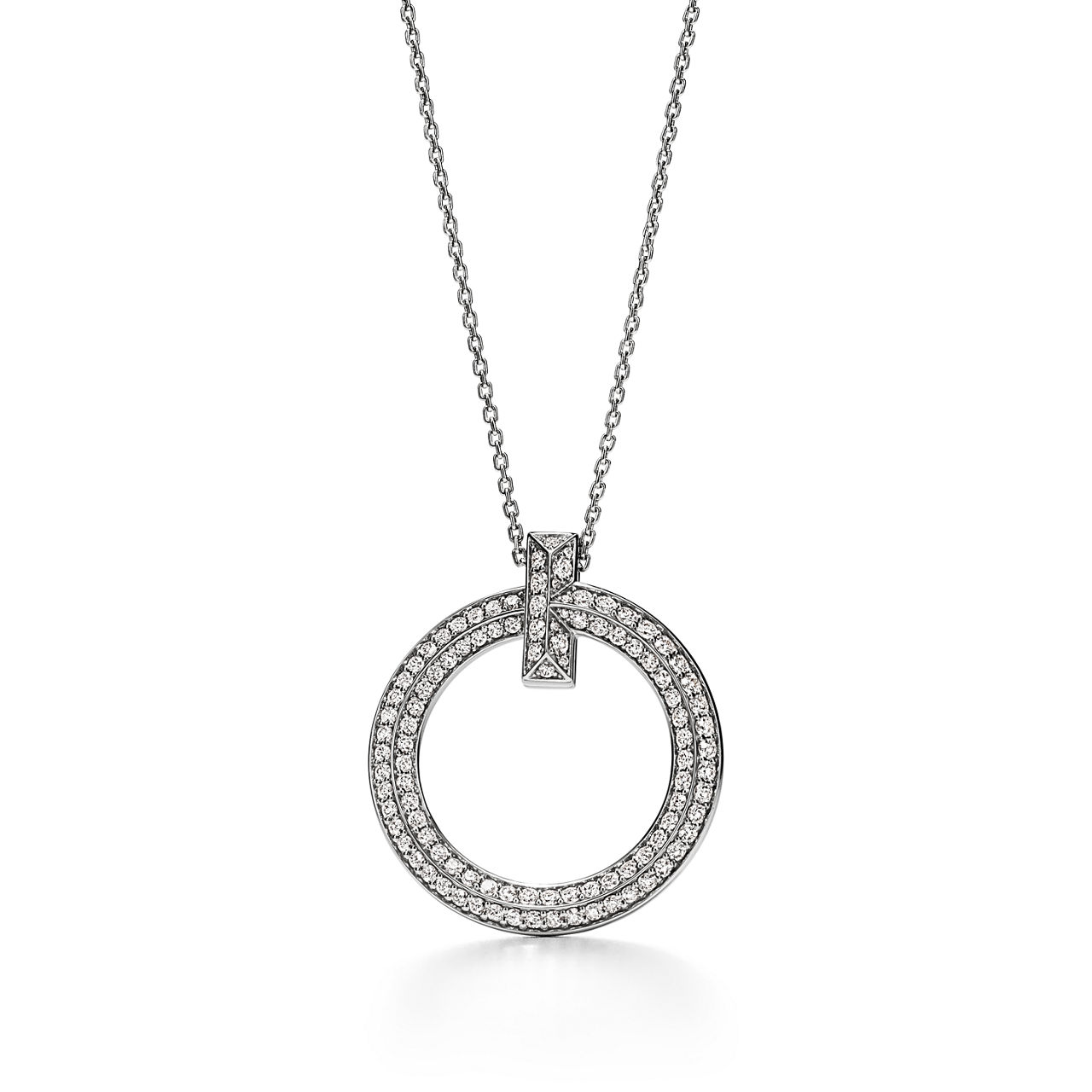 Tiffany T:T1 Circle Pendant in 18k White Gold with Diamonds, Large image number 0