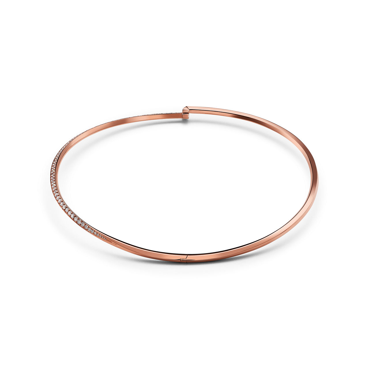 Tiffany T:T1 Half Diamond Necklace in Rose Gold image number 2