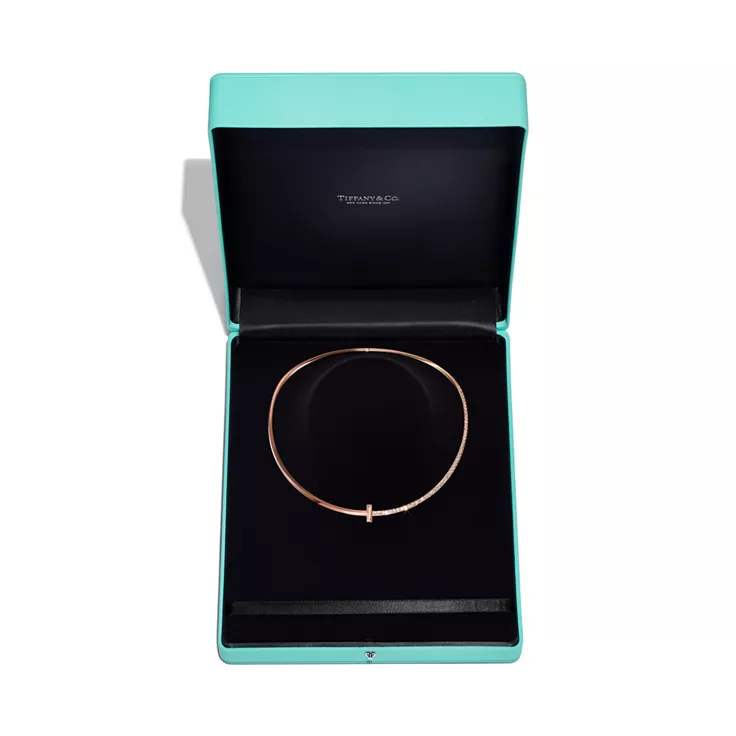 Tiffany T:T1 Half Diamond Necklace in Rose Gold, 4