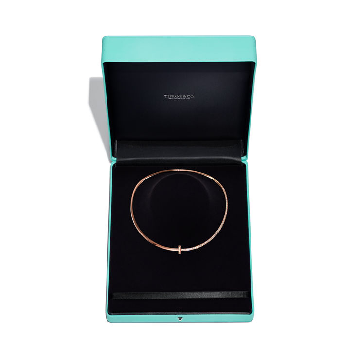 Tiffany T:T1 Half Diamond Necklace in Rose Gold image number 4