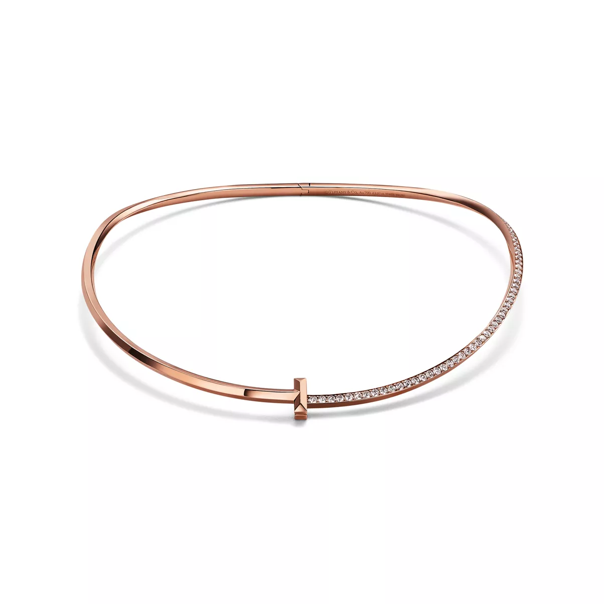 T1 Half Diamond Necklace in Rose Gold
