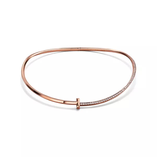 T One partiell besetztes Diamantcollier in Roségold