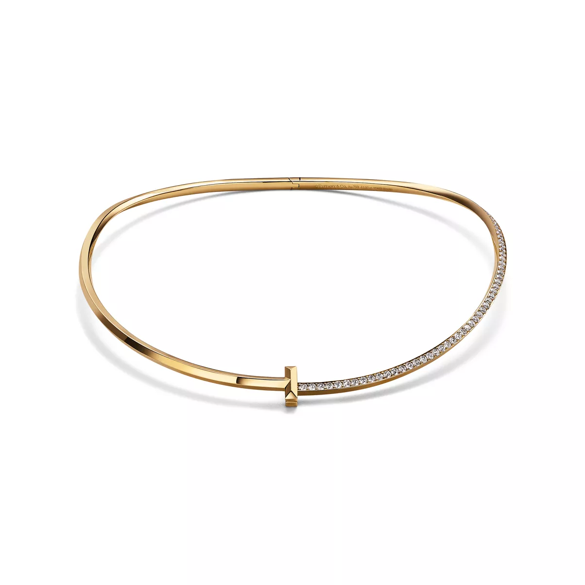 T1 Half Diamond Necklace in Yellow Gold