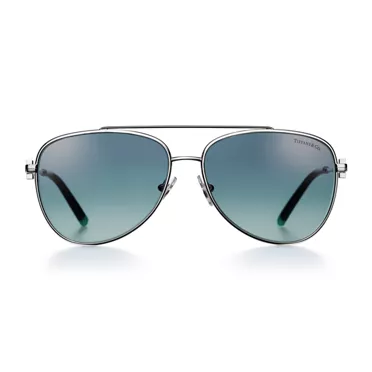 Tiffany T:Pilot Sunglasses in Silver-colored Metal with Gradient Blue Lenses, 2