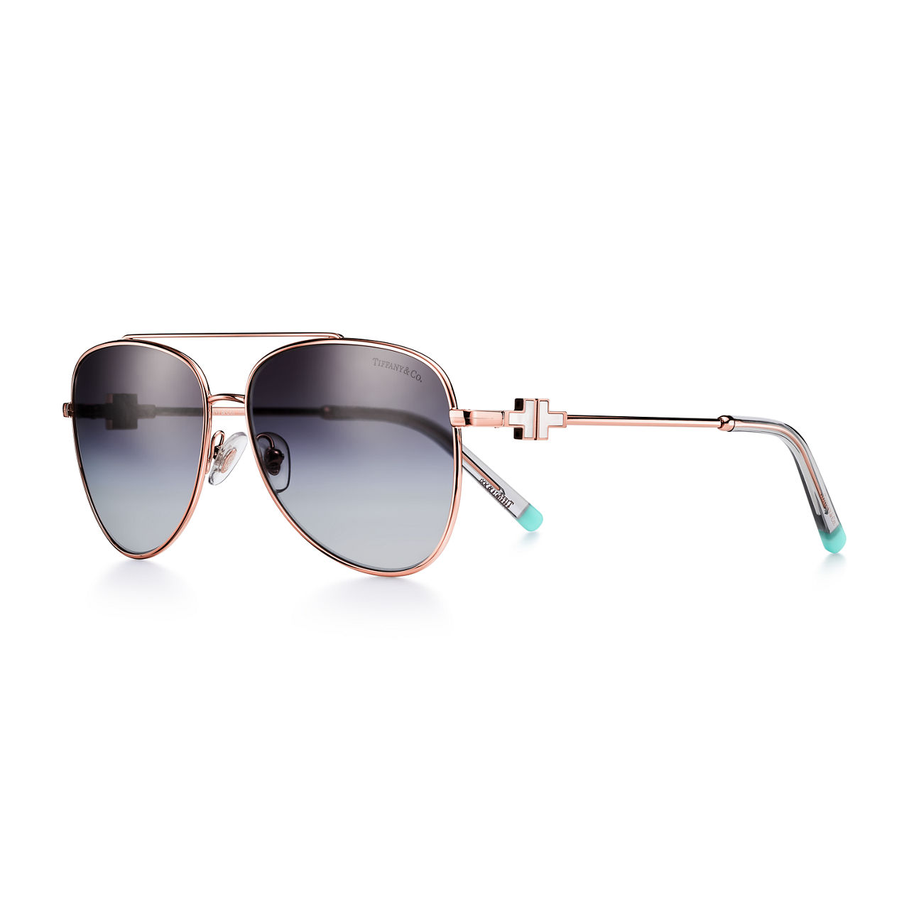 Pilot Sunglasses in Rose Gold-colored Metal with Gradient Gray Lenses
