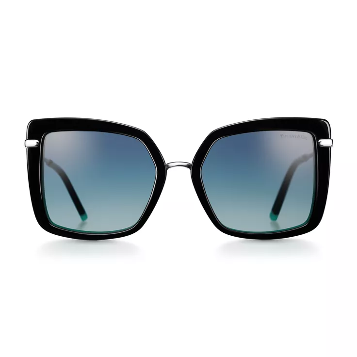 Tiffany T:Square Sunglasses in Black Acetate with Gradient Tiffany Blue® Lenses, 1