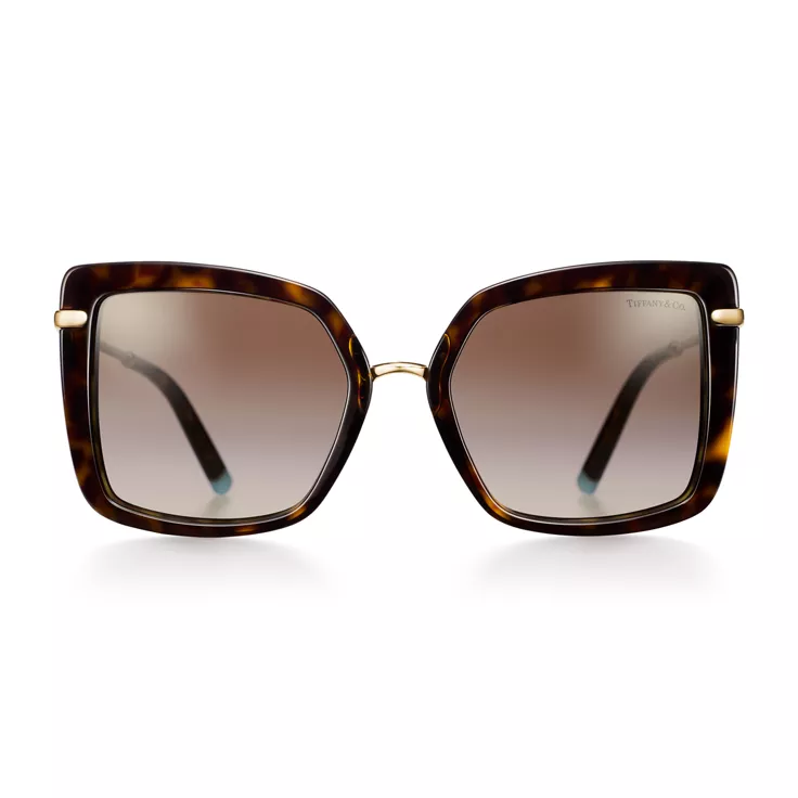 Tiffany T:Square Sunglasses in Tortoise Acetate with Gradient Brown Lenses, 1