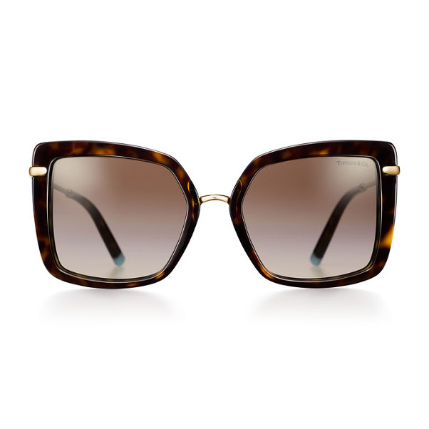 Tiffany T:Square Sunglasses in Tortoise Acetate with Gradient Brown Lenses