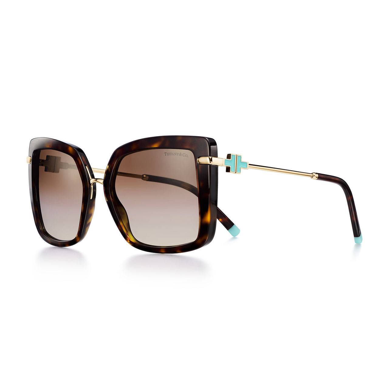 Tiffany T:Square Sunglasses in Tortoise Acetate with Gradient Brown Lenses image number 0