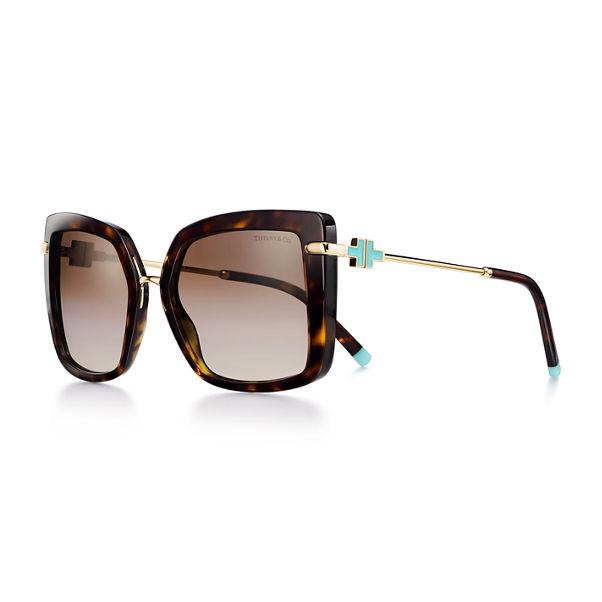 Tiffany T:Square Sunglasses in Tortoise Acetate with Gradient Brown Lenses