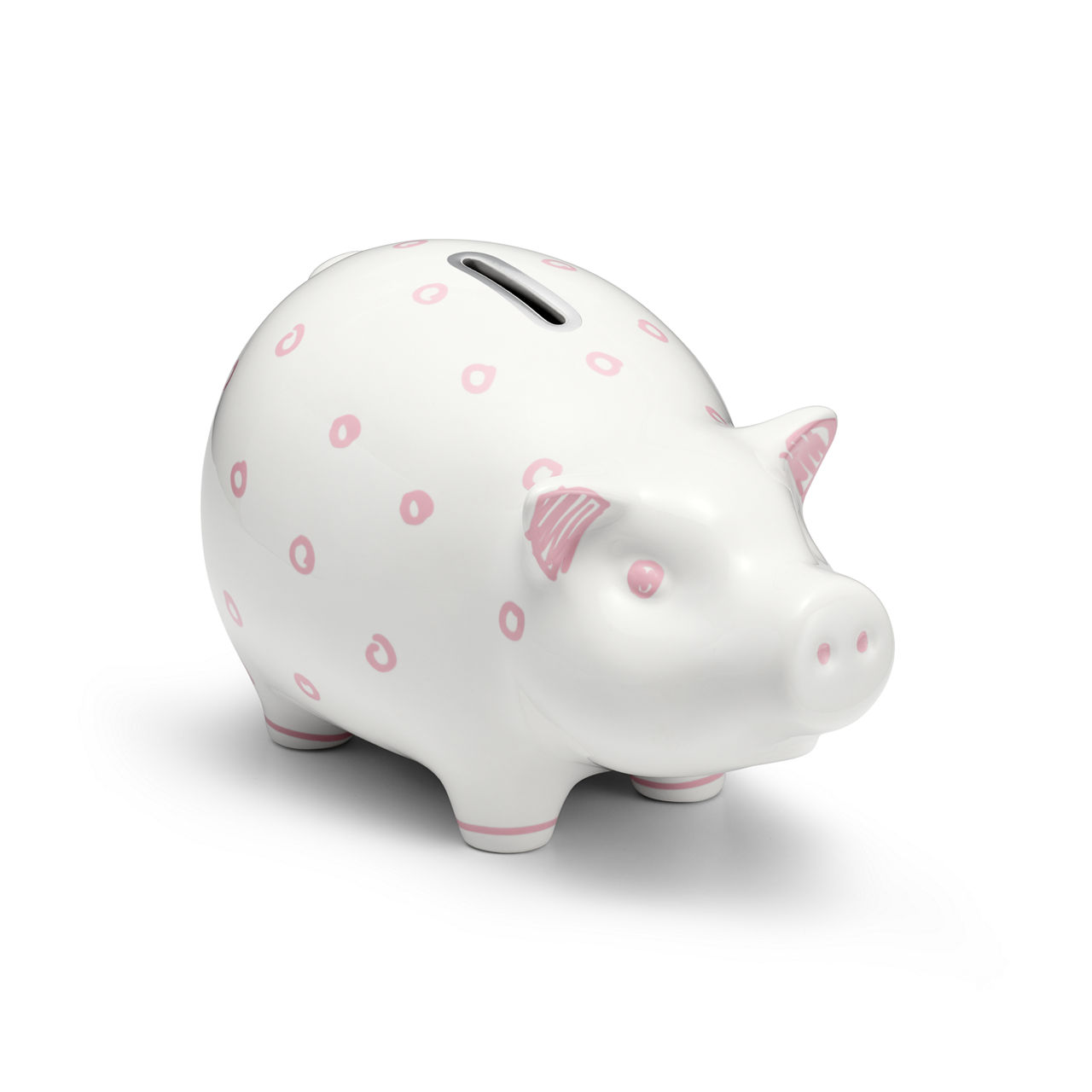 Dot Piggy Bank in Earthenware with Pink Accents image number 0