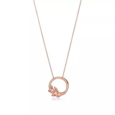 Tiffany Victoria®:Vine Circle Diamant-Anhänger mit rosa Saphiren in Roségold, 2