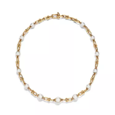 Tiffany HardWear:Graduated Link Necklace in Yellow Gold with Freshwater Pearls, 2