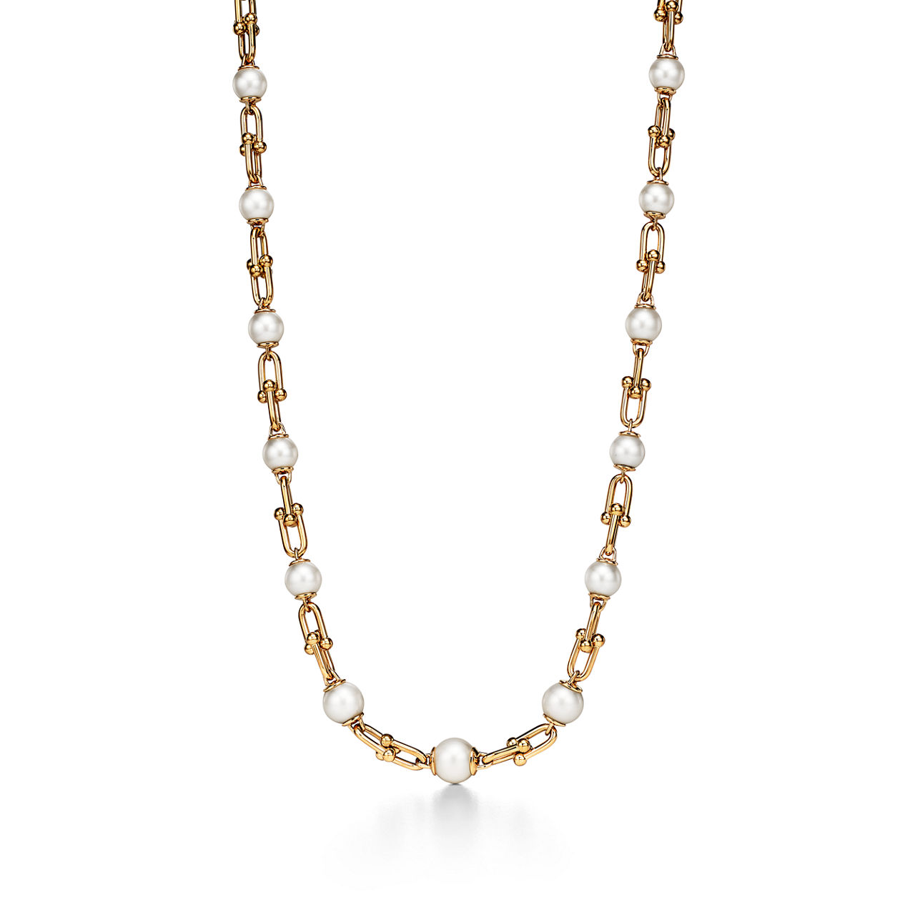 Tiffany HardWear:Graduated Link Necklace in Yellow Gold with Freshwater Pearls image number 0