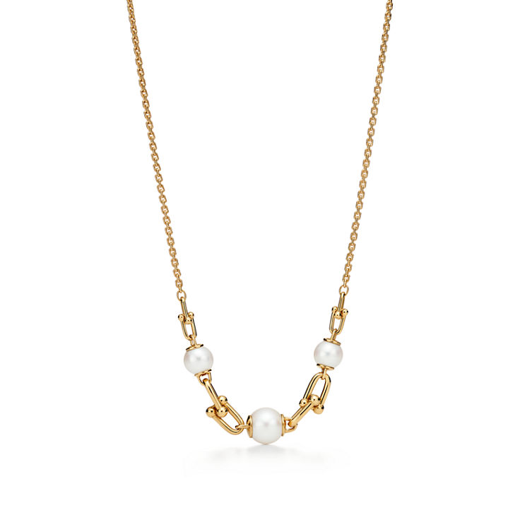 Tiffany HardWear:Link Necklace in Yellow Gold with Freshwater Pearls image number 1