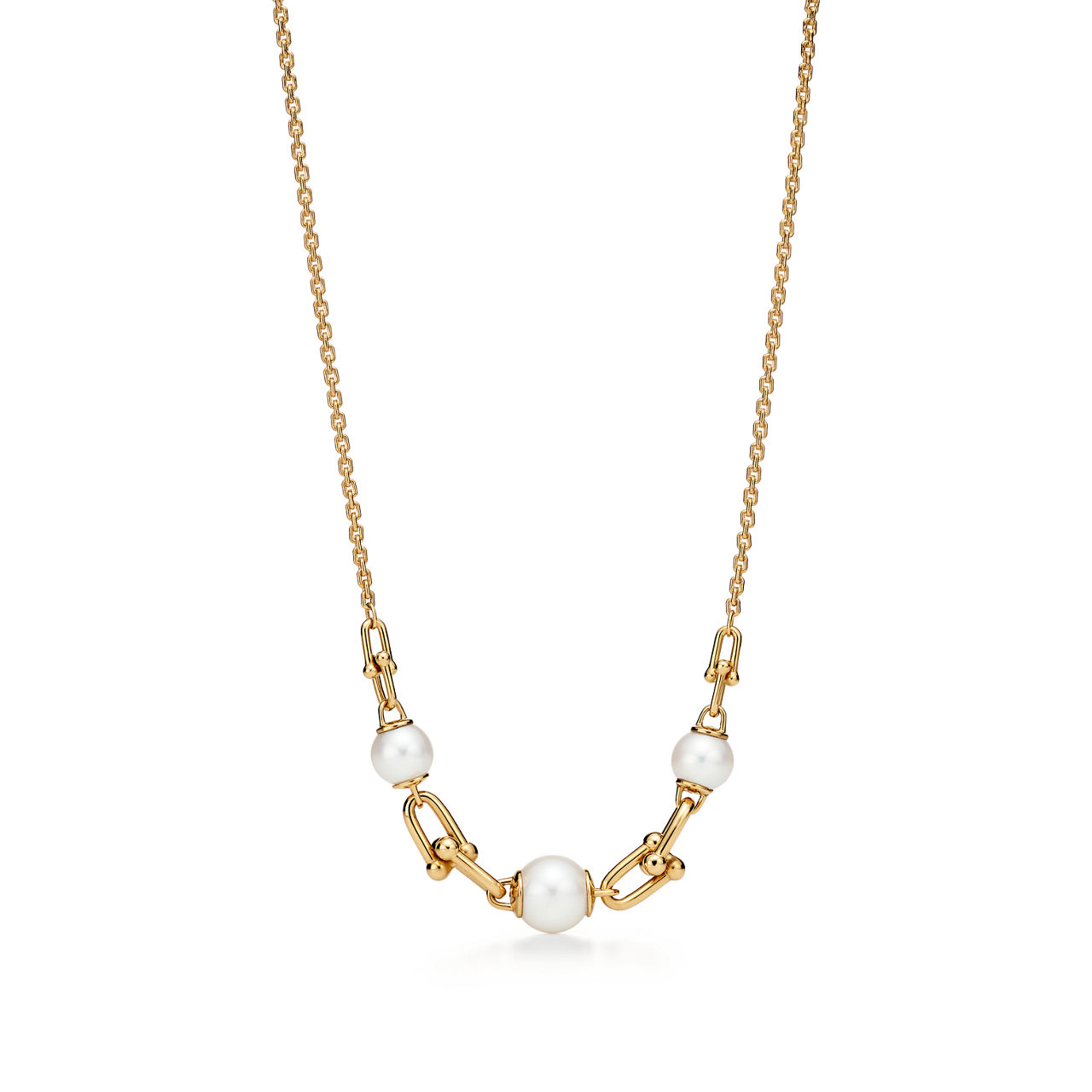 Tiffany HardWear:Link Necklace in Yellow Gold with Freshwater Pearls image number 0