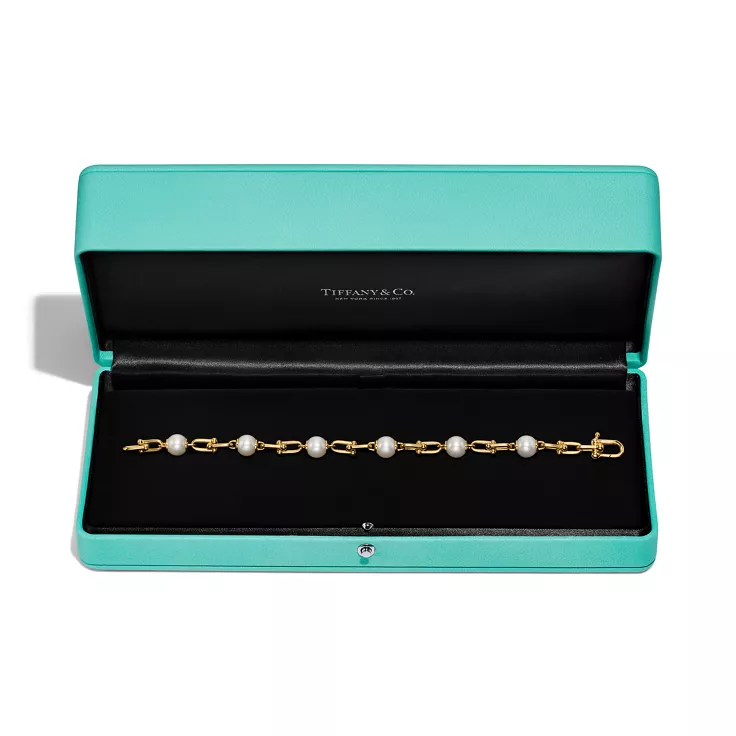 Tiffany HardWear:Link Bracelet in Yellow Gold with Freshwater Pearls, 4