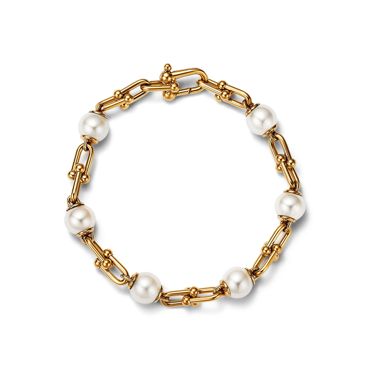 Tiffany HardWear:Link Bracelet in Yellow Gold with Freshwater Pearls image number 0