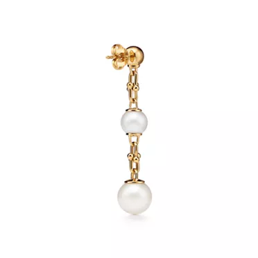 Tiffany HardWear:Triple Drop Link Earrings in Yellow Gold with Freshwater Pearls, 2