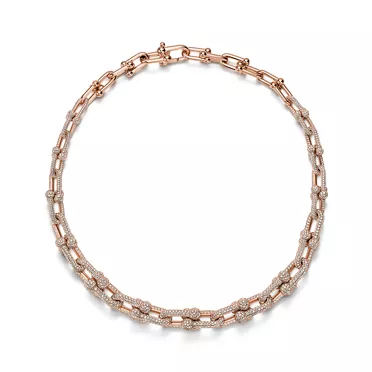 Tiffany HardWear:Graduated Link Necklace in Rose Gold with Pavé Diamonds, 2