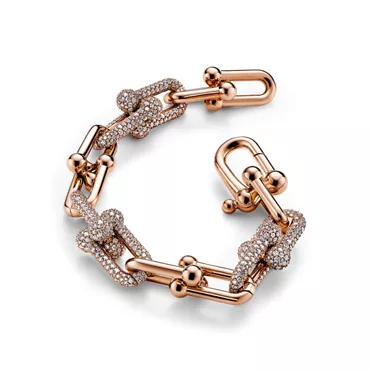 Tiffany HardWear:Large Link Bracelet in Rose Gold with Pavé Diamonds, 3